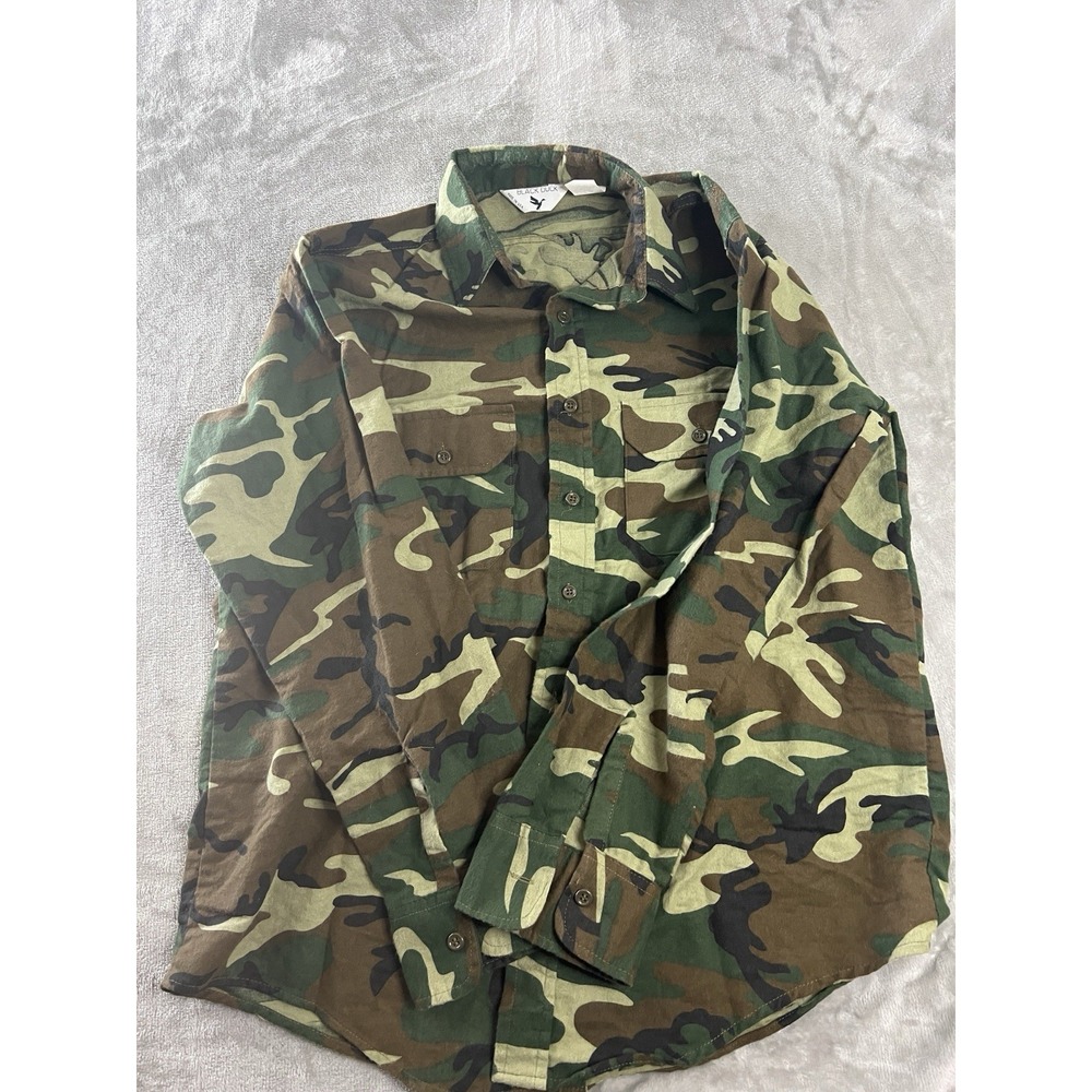 Black Duck Men's Camo Button Up Shirt 16-16.5 Large Woodland